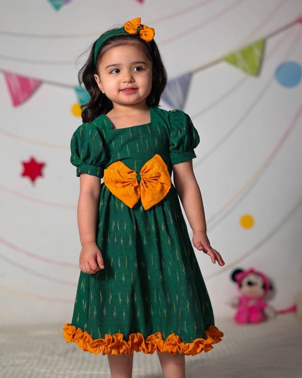 Pickle Green Ikat Kids dress