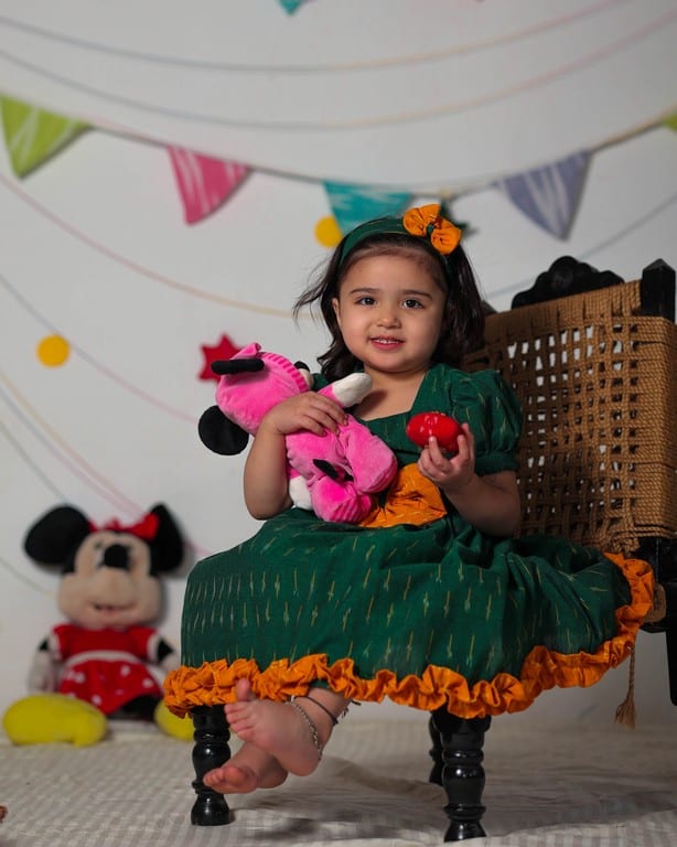 Pickle Green Ikat Kids dress
