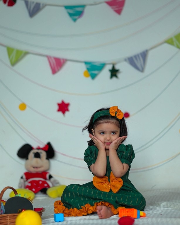 Pickle Green Ikat Kids dress