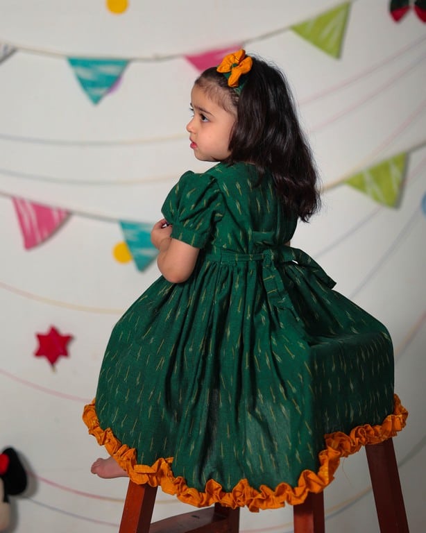Pickle Green Ikat Kids dress