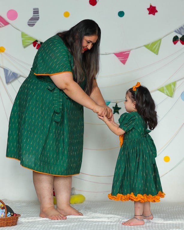 Pickle Green Ikat Mother Daughter Twinning