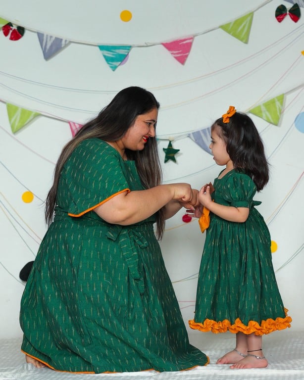 Pickle Green Ikat Mother Daughter Twinning