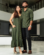 Green Checkered Strappy Couple Set