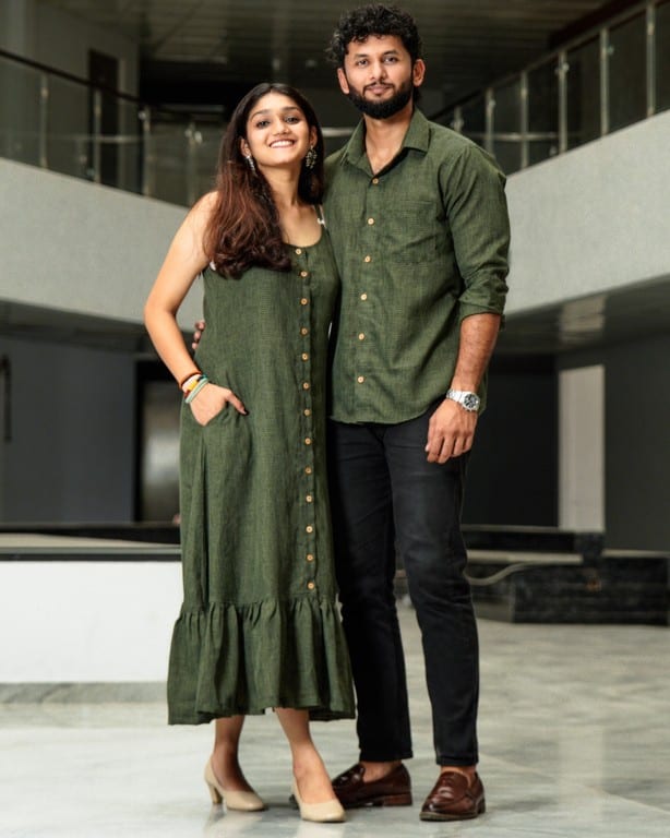 Green Checkered Strappy Couple Set
