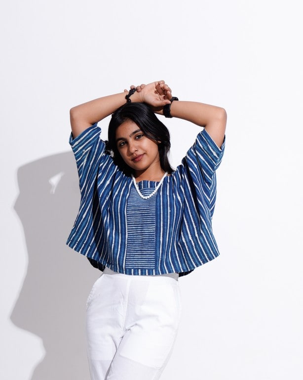 Indigo Stripes Crop Top