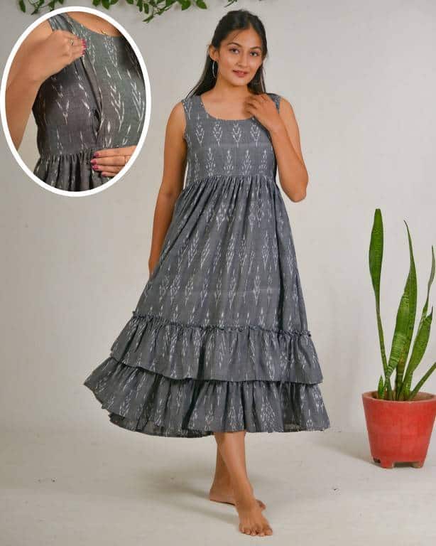 Grey Glam Nursing Dress Without Jacket