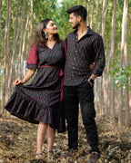 Black Diverting Threads Couple Set