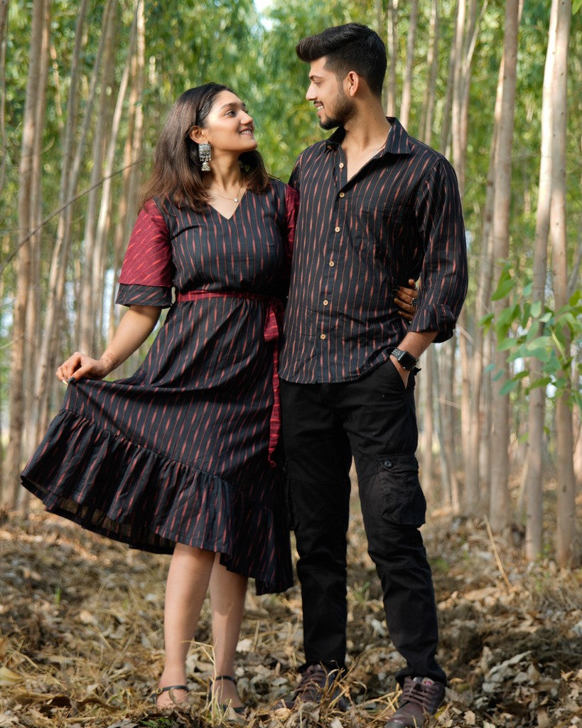 Black Diverting Threads Couple Set