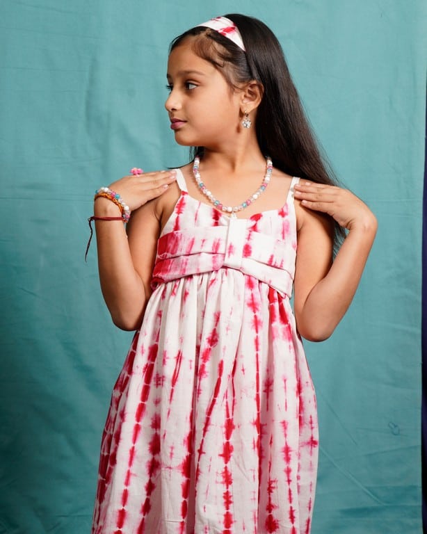 Red Shibori Kids Dress