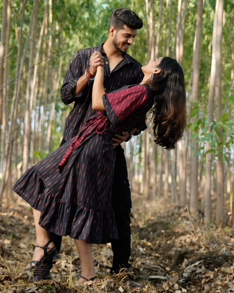 Black Diverting Threads Couple Set