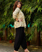 Mustard Block Print Short Kurti