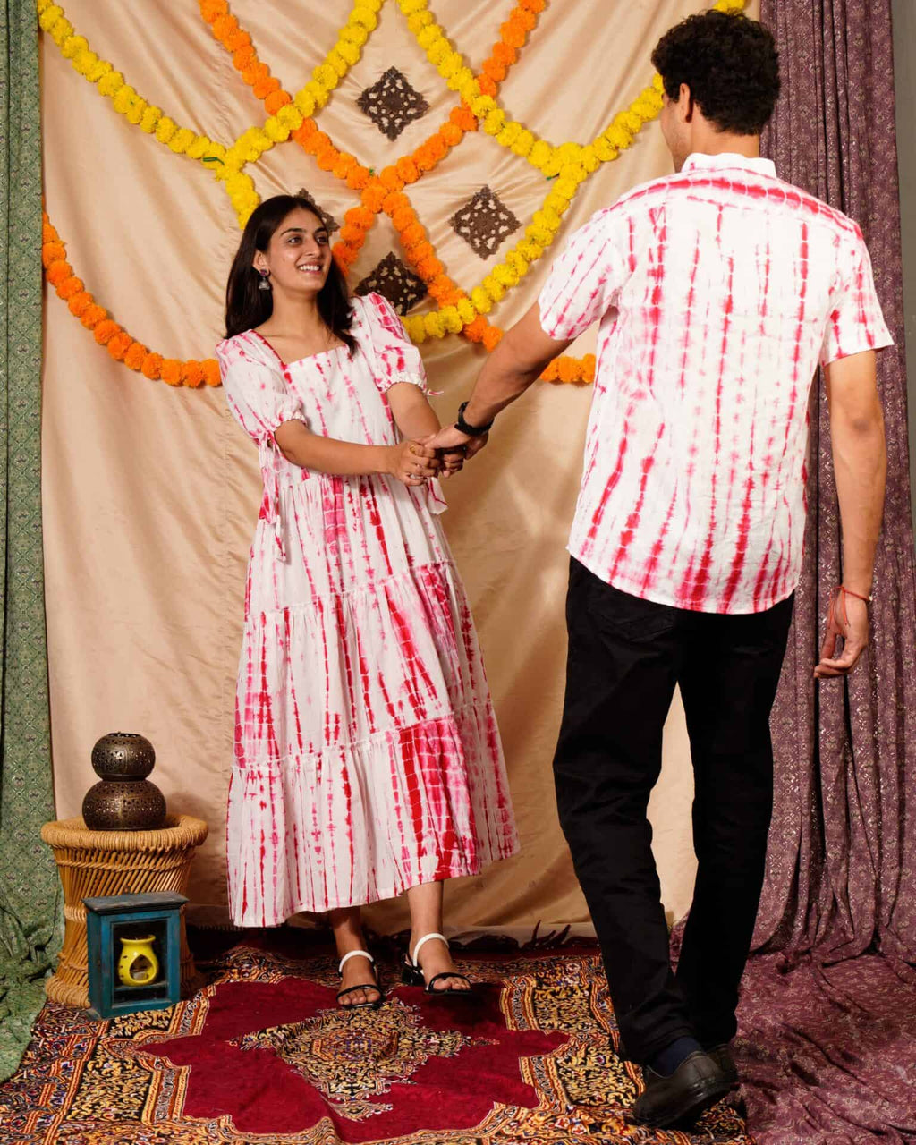 Red Shibori Couple Set