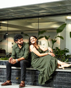 Green Checkered Strappy Couple Set