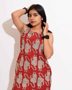 Red Kitty Halter Shift Dress