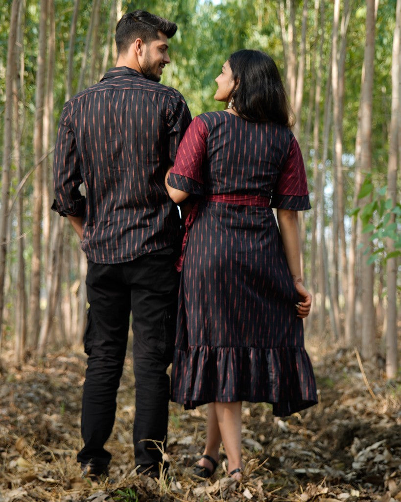 Black Diverting Threads Couple Set