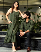 Green Checkered Strappy Couple Set