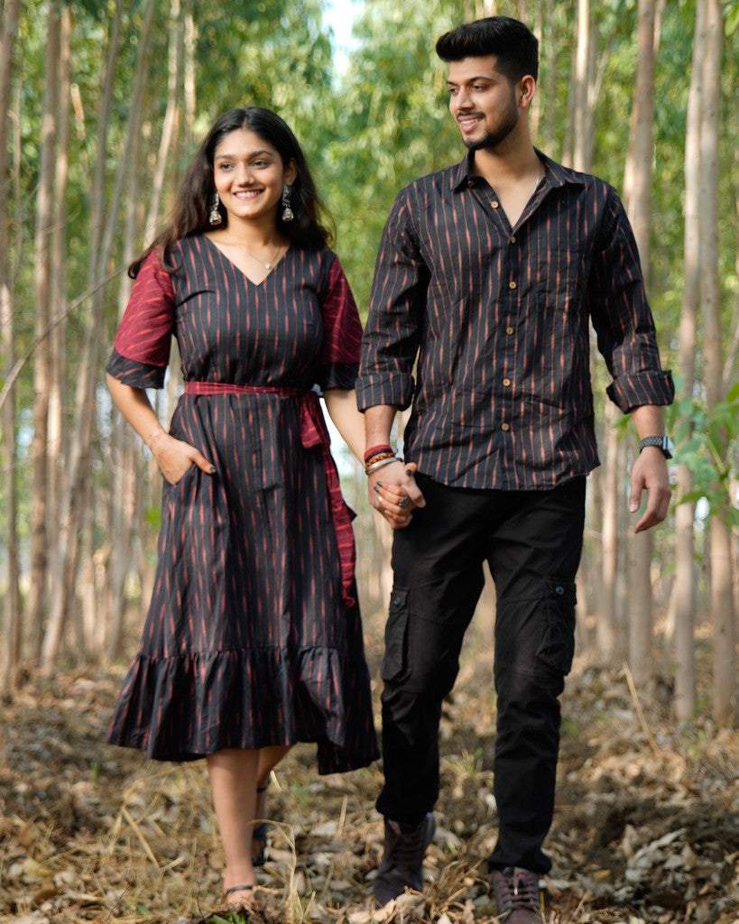 Black Diverting Threads Couple Set