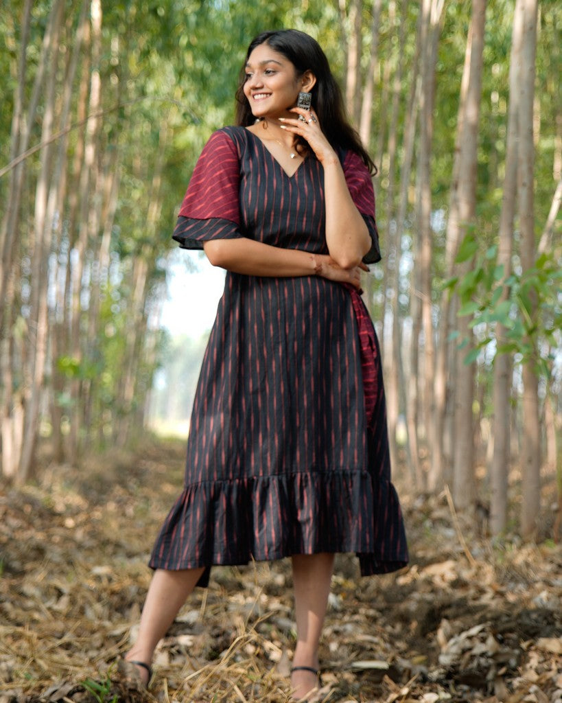 Black Diverting Threads Dress