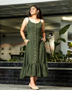 Green Checkered Strappy Dress