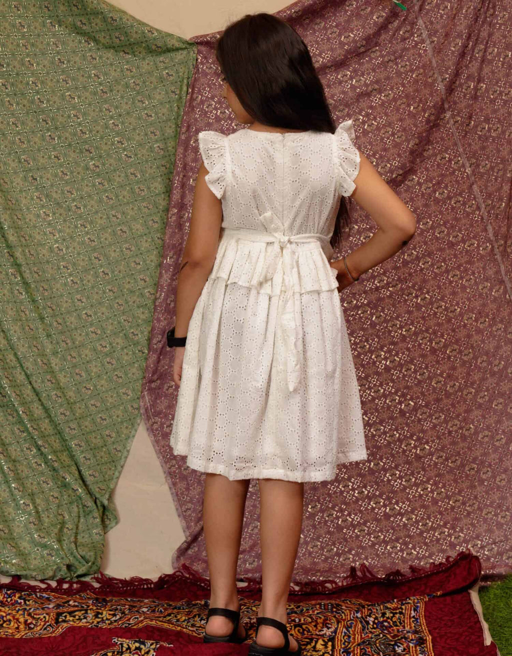 White Cutwork Collared Family Set