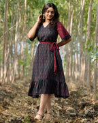 Black Diverting Threads Maternity Dress