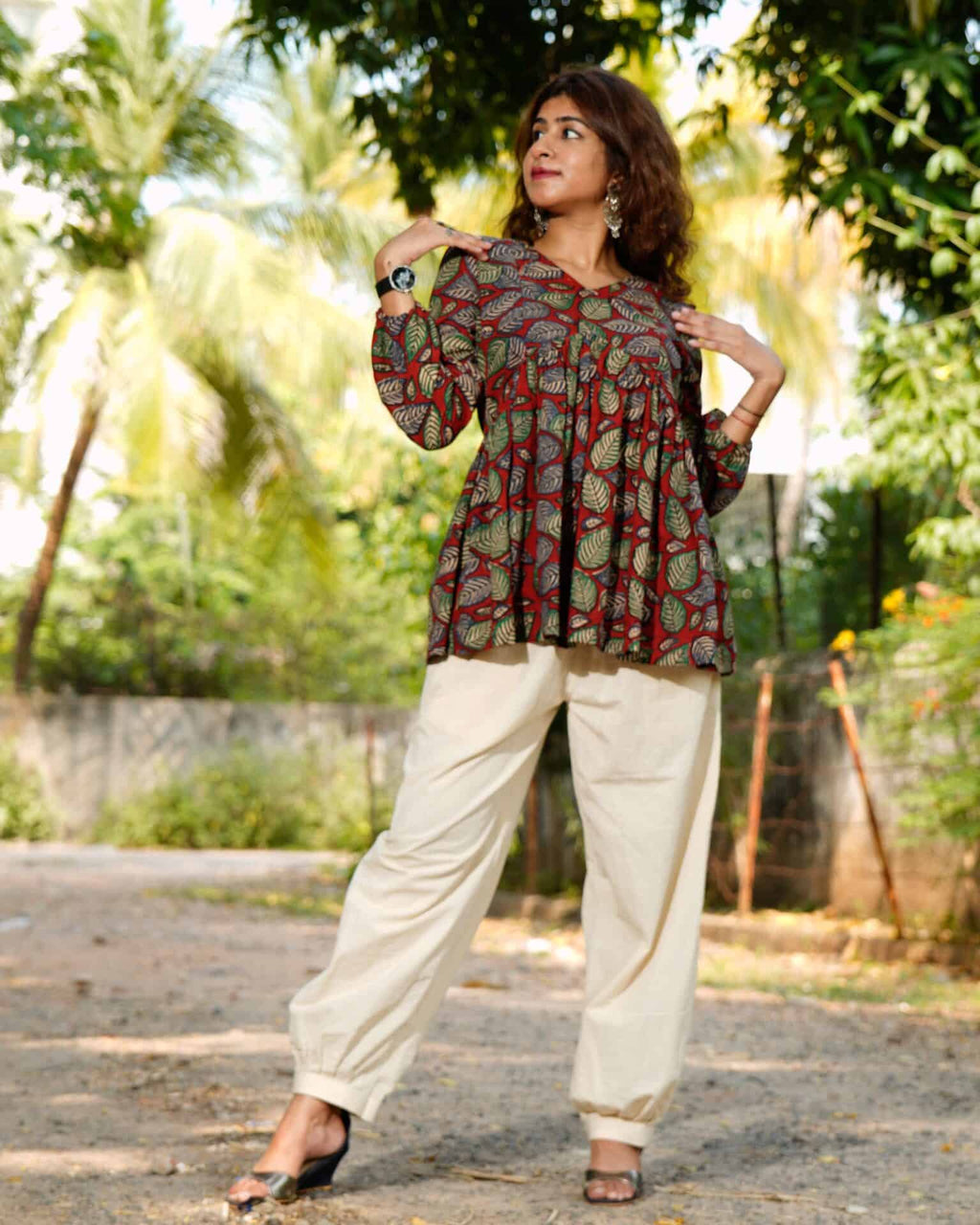 Berry Maroon Maternity Short Kurti