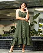 Green Checkered Strappy Dress