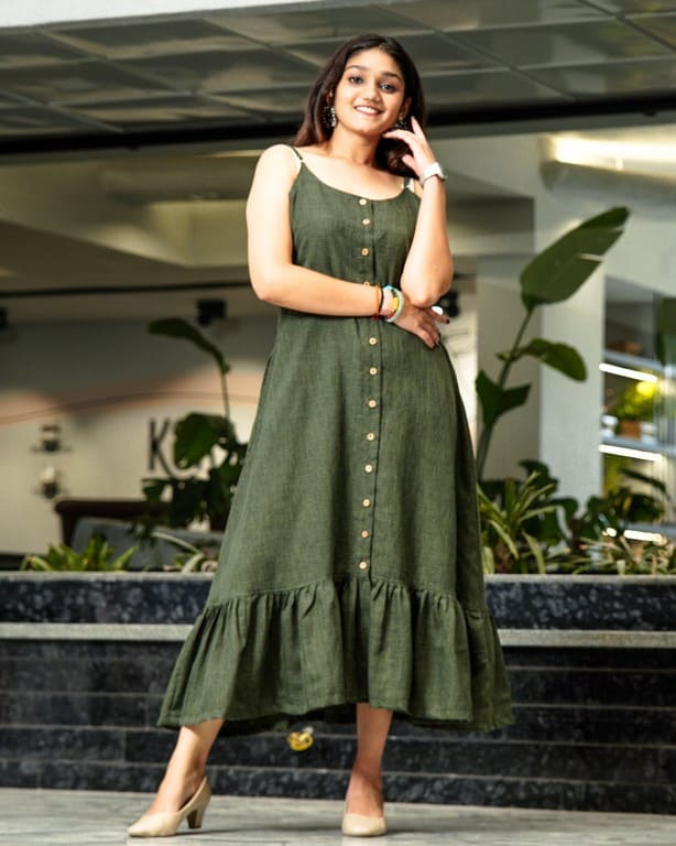 Green Checkered Strappy Dress