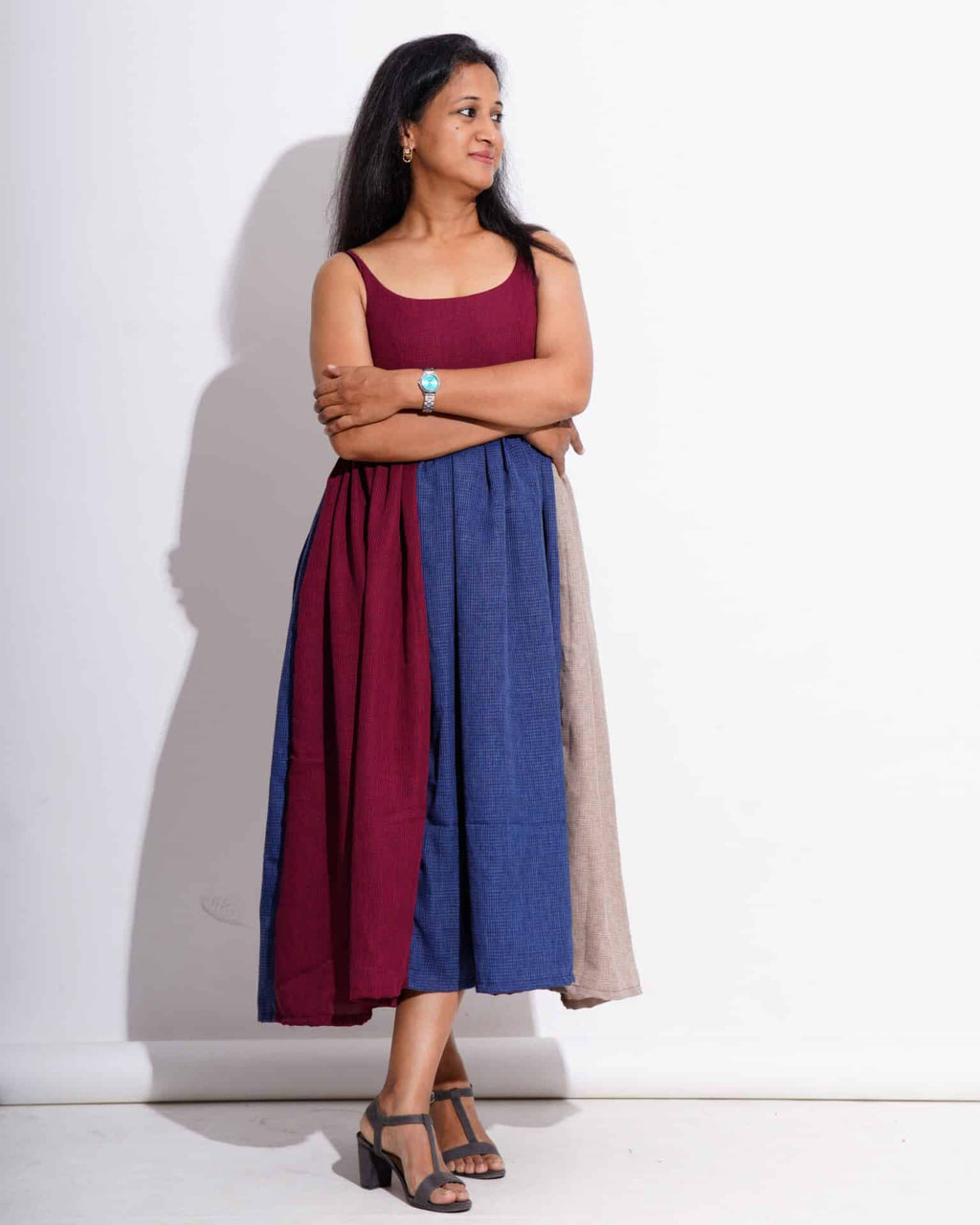 Electric Maroon Sleeveless Dress