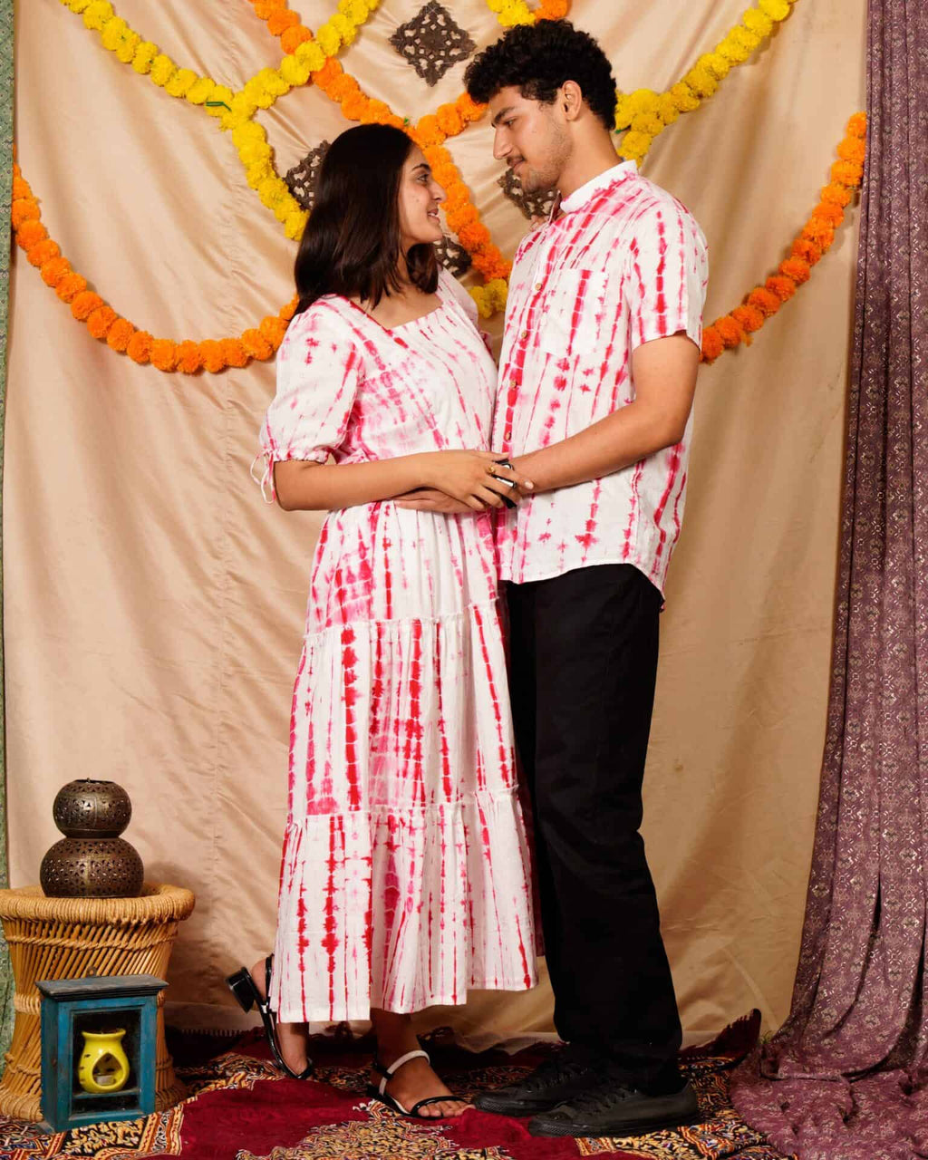 Red Shibori Couple Set