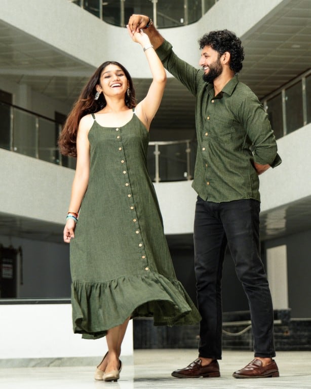 Green Checkered Strappy Couple Set
