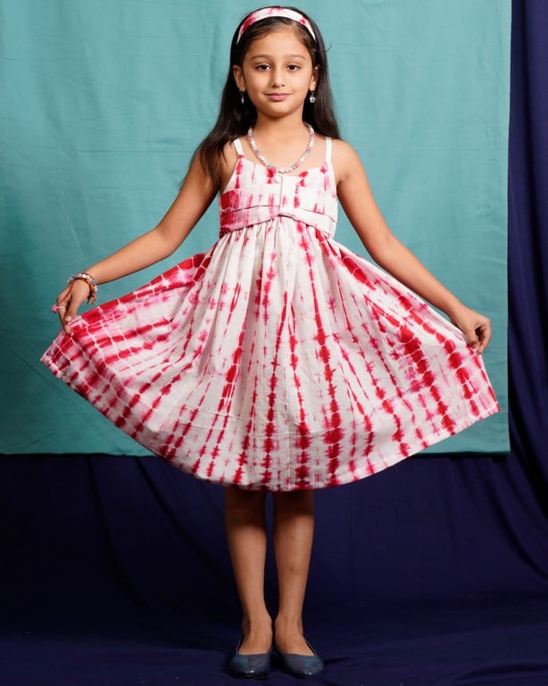 Red Shibori Kids Dress Main image