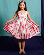 Red Shibori Kids Dress