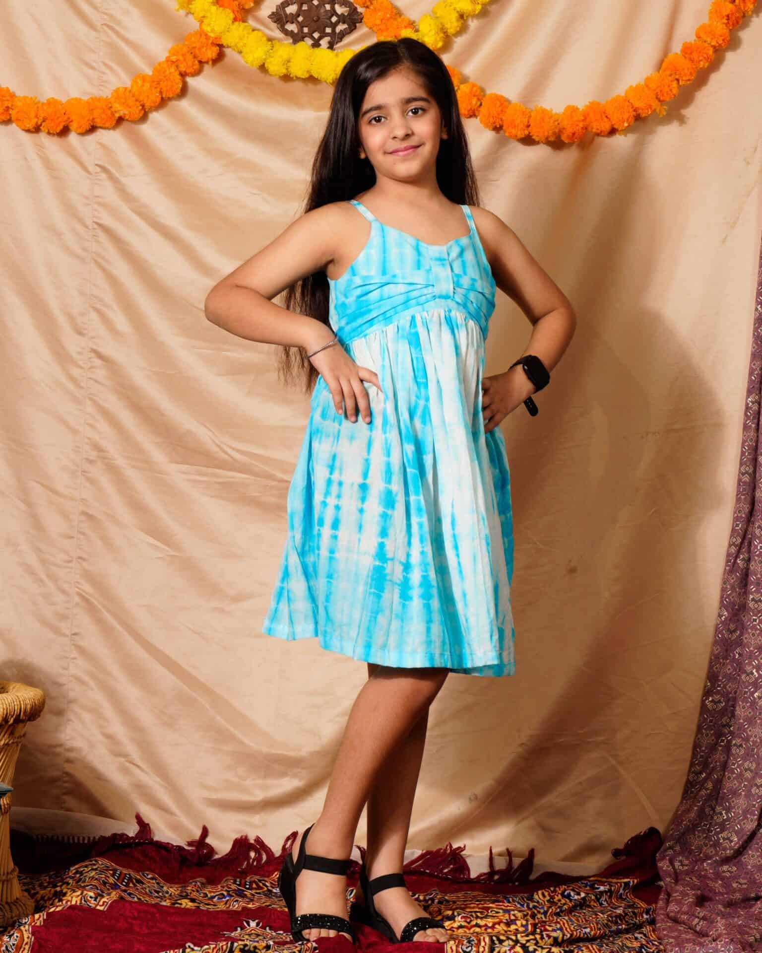 Blue Shibori Kids Dress