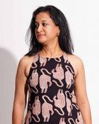 Black Kitty Halter Shift Dress