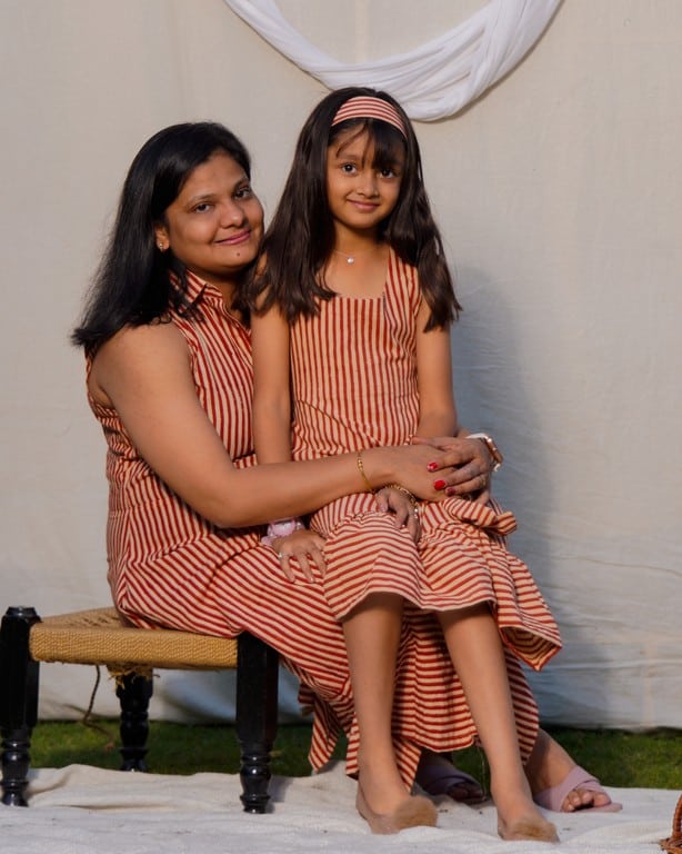 Brick Red Striped Halter Midi Mother Daughter Twinning Secondary image