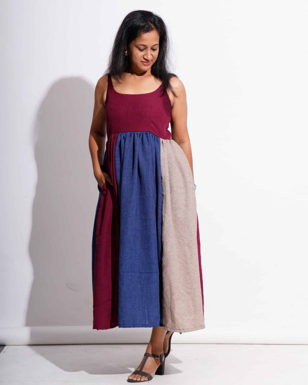 Electric Maroon Sleeveless Dress