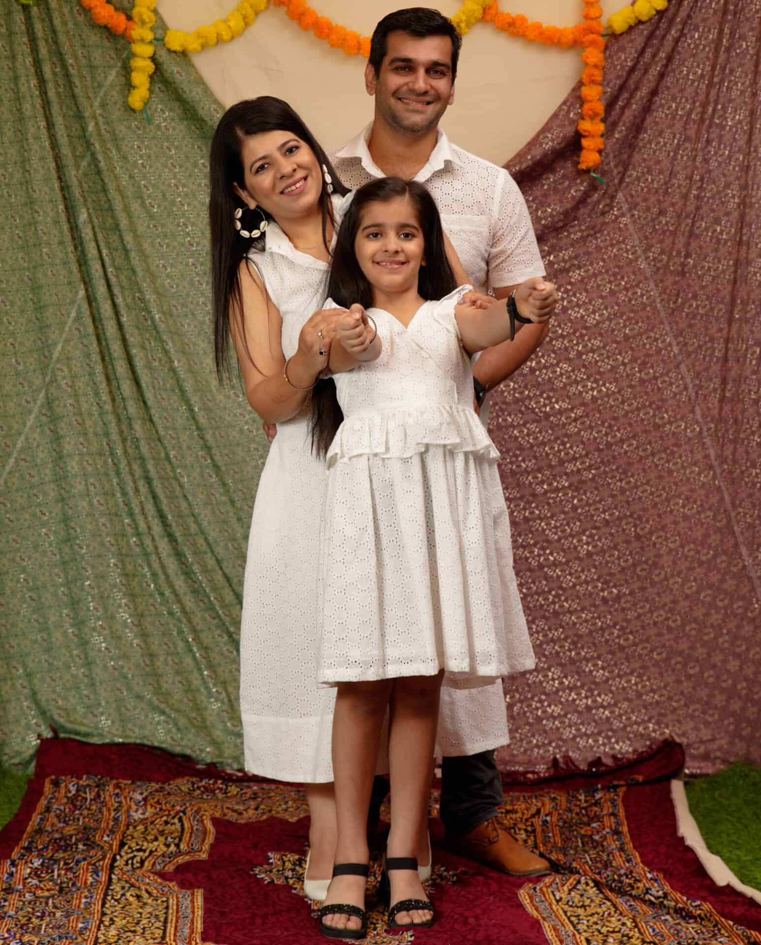 White Cutwork Collared Family Set Secondary image