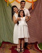 White Cutwork Collared Family Set