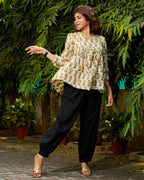 Mustard Block Print Short Kurti