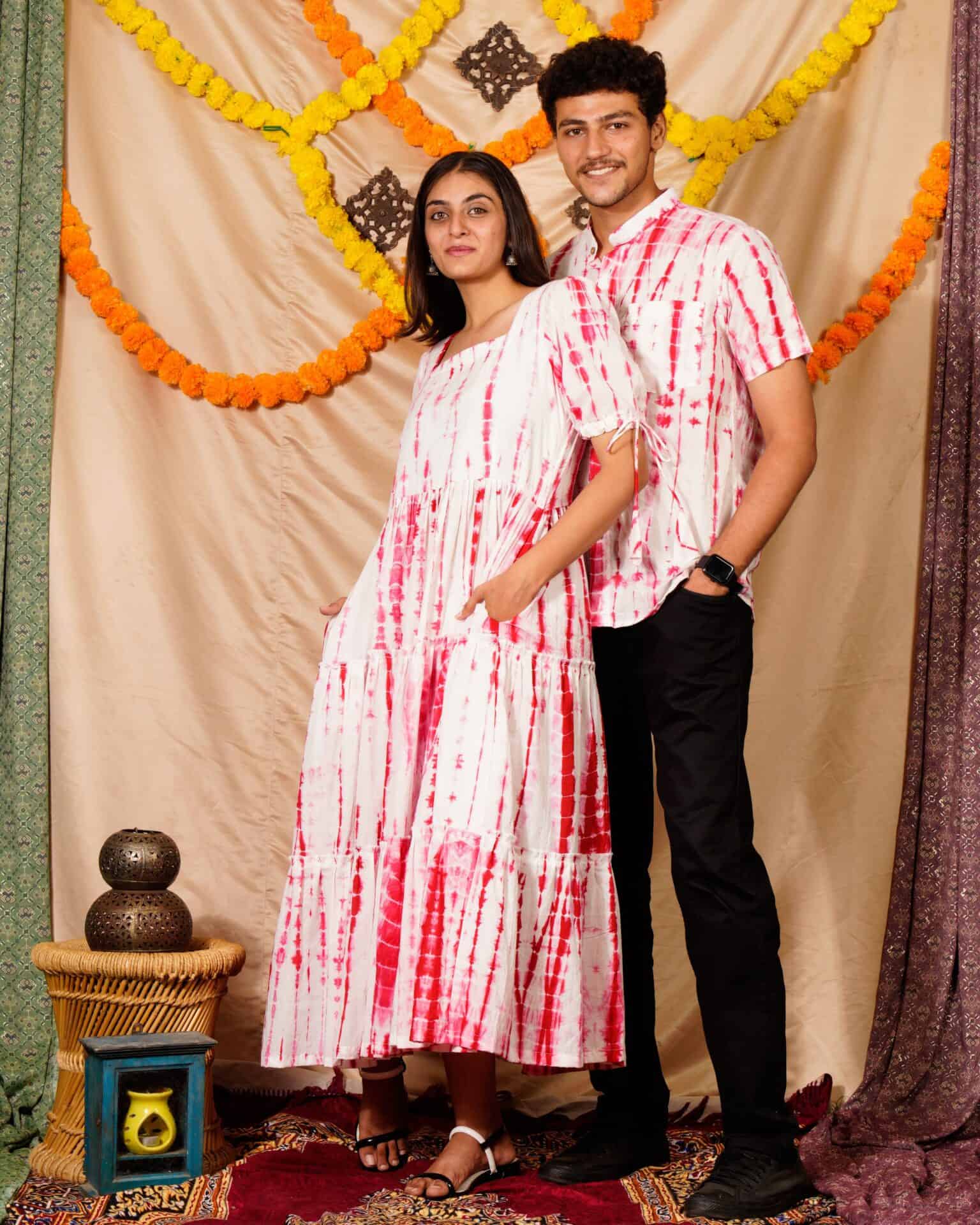 Red Shibori Couple Set