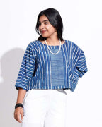Indigo Stripes Crop Top