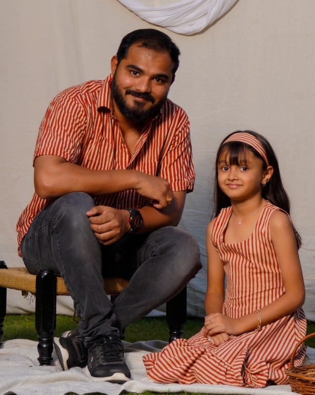 Brick Red Striped Father Daughter Twinning Secondary image