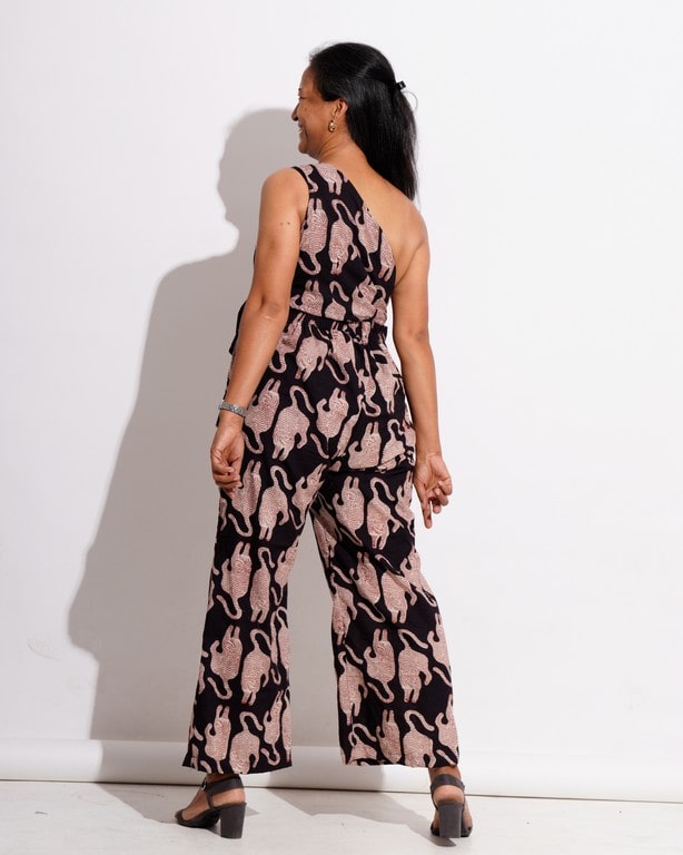 Black Kitty One Shoulder Jumpsuit