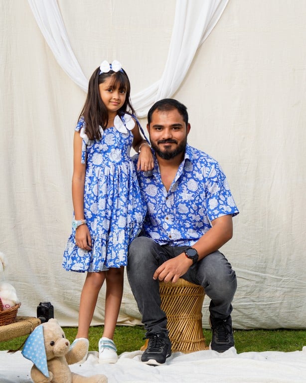 Blue Bloom Father Daughter Twinning