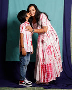 Red Shibori Mother Son Twinning