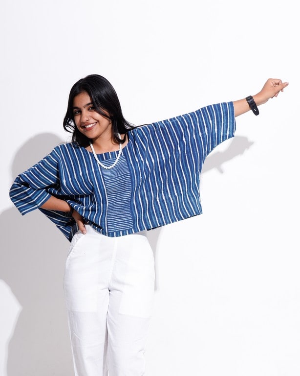 Indigo Stripes Crop Top