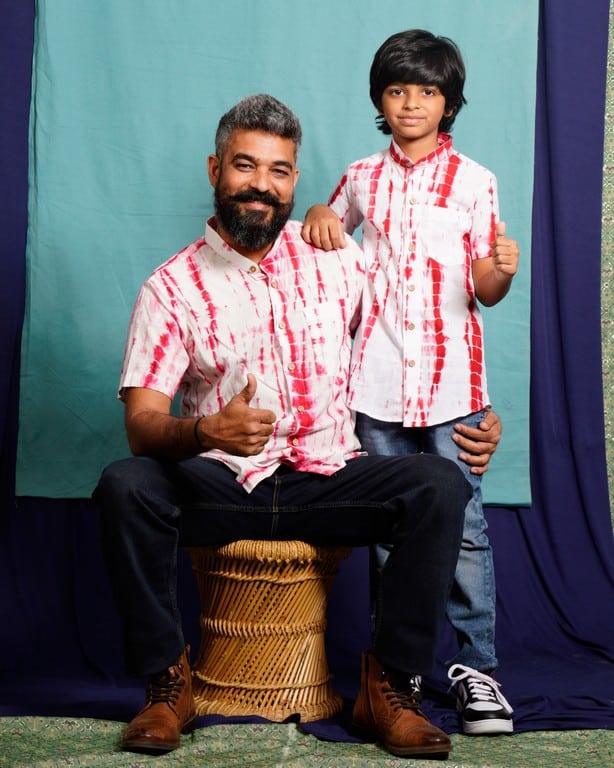 Red Shibori Father Son Twinning