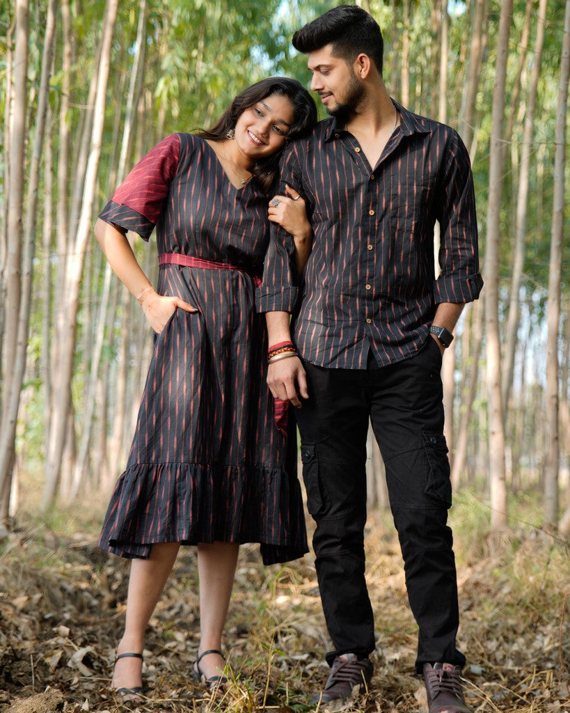 Black Diverting Threads Couple Set