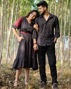 Black Diverting Threads Couple Set